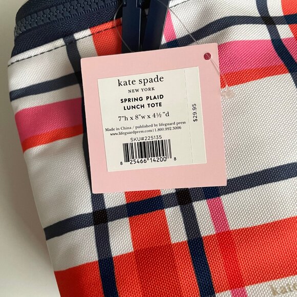 NWT Kate Spade Spring Plaid Insulated Lunch Tote - Picture 7 of 10